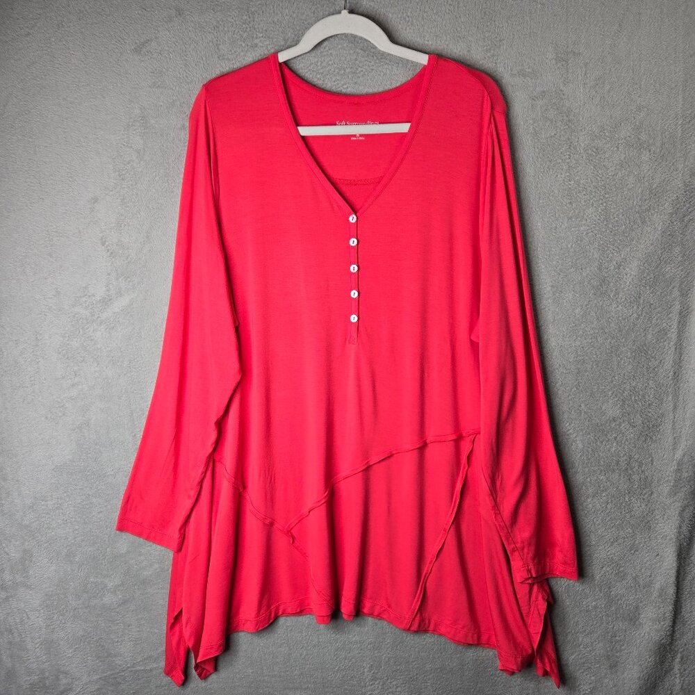 Soft Surroundings 2X Plus Size Active Top Long Sleeve Barbie Pink Tunic